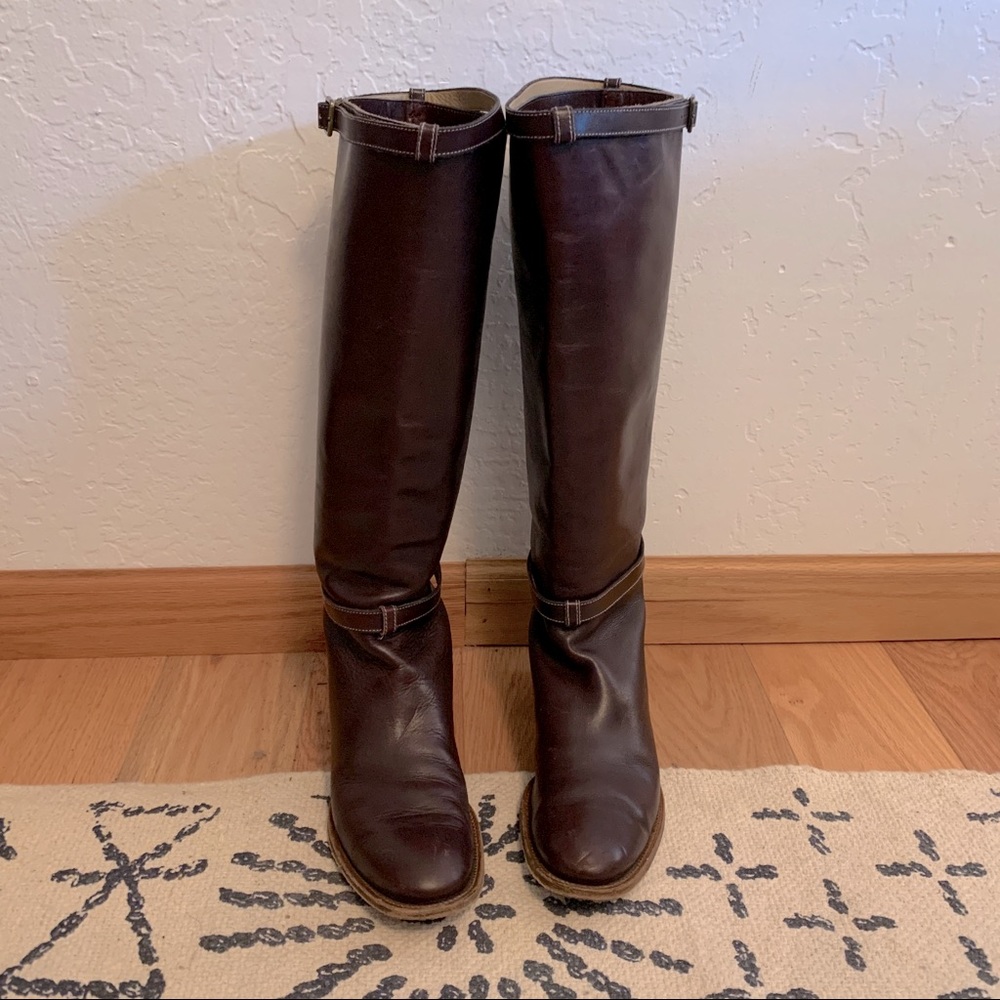 Chloe leather knee boots with buckle accents